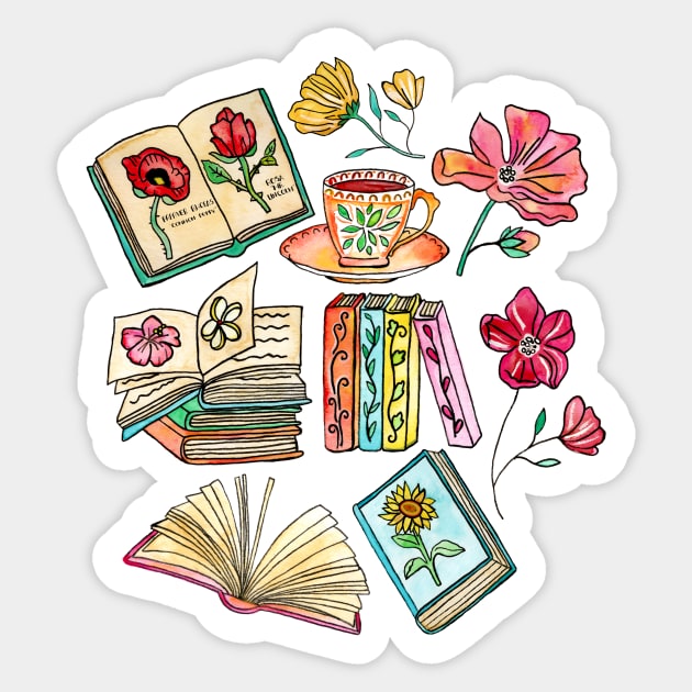 Blooms and Books Sticker by tangerinetane